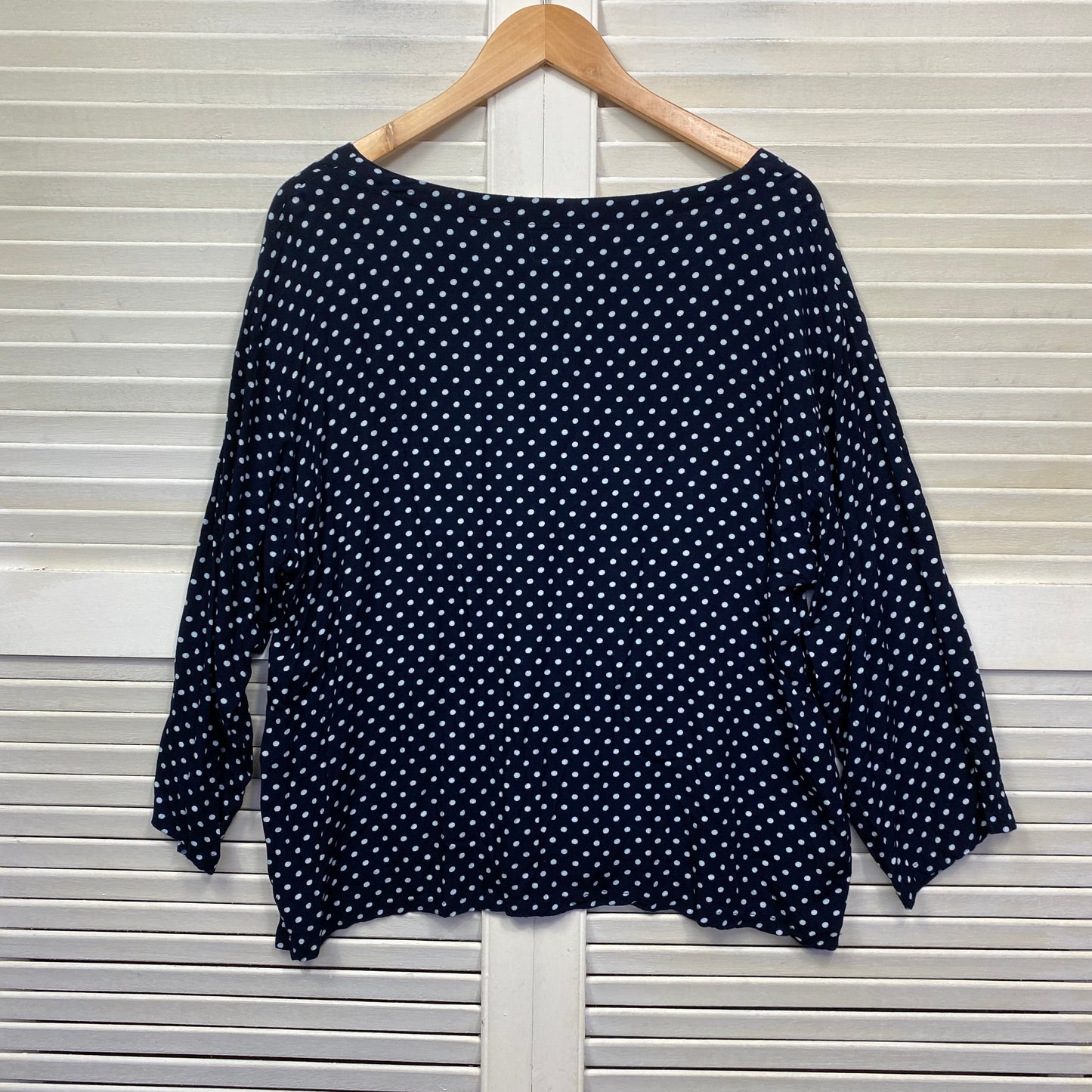 Sea of Love Top Size 14 16 XL Blue White Polka Dots Long Sleeve