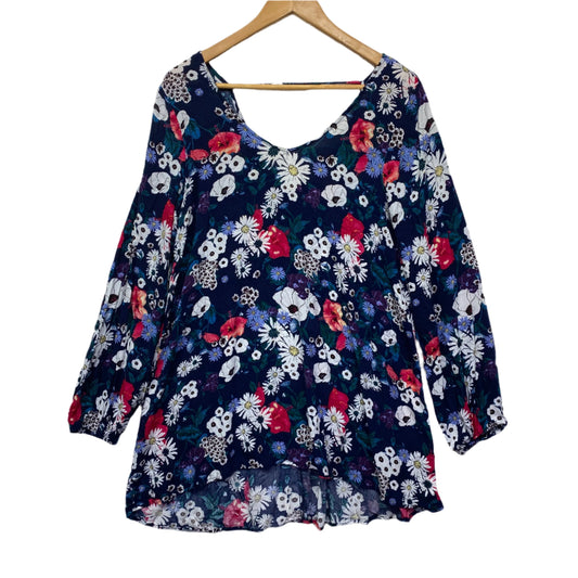 Mambo Top Size 14 Floral Long Sleeve Viscose