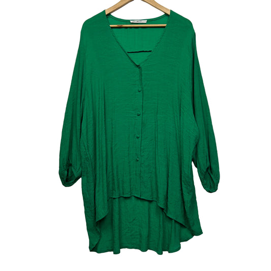 Vine Apparel Top Size 14 Large Green Long Sleeve Hi Low Hem