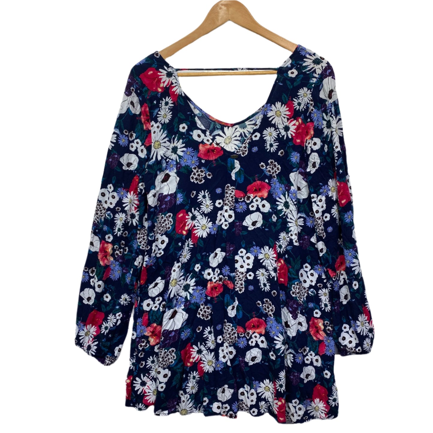 Mambo Top Size 14 Floral Long Sleeve Viscose