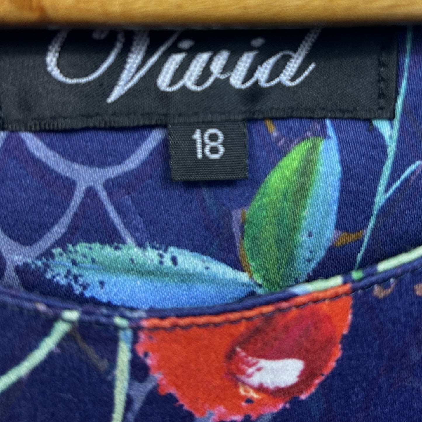 Vivid Navy Floral Cotton Dress - Size 18