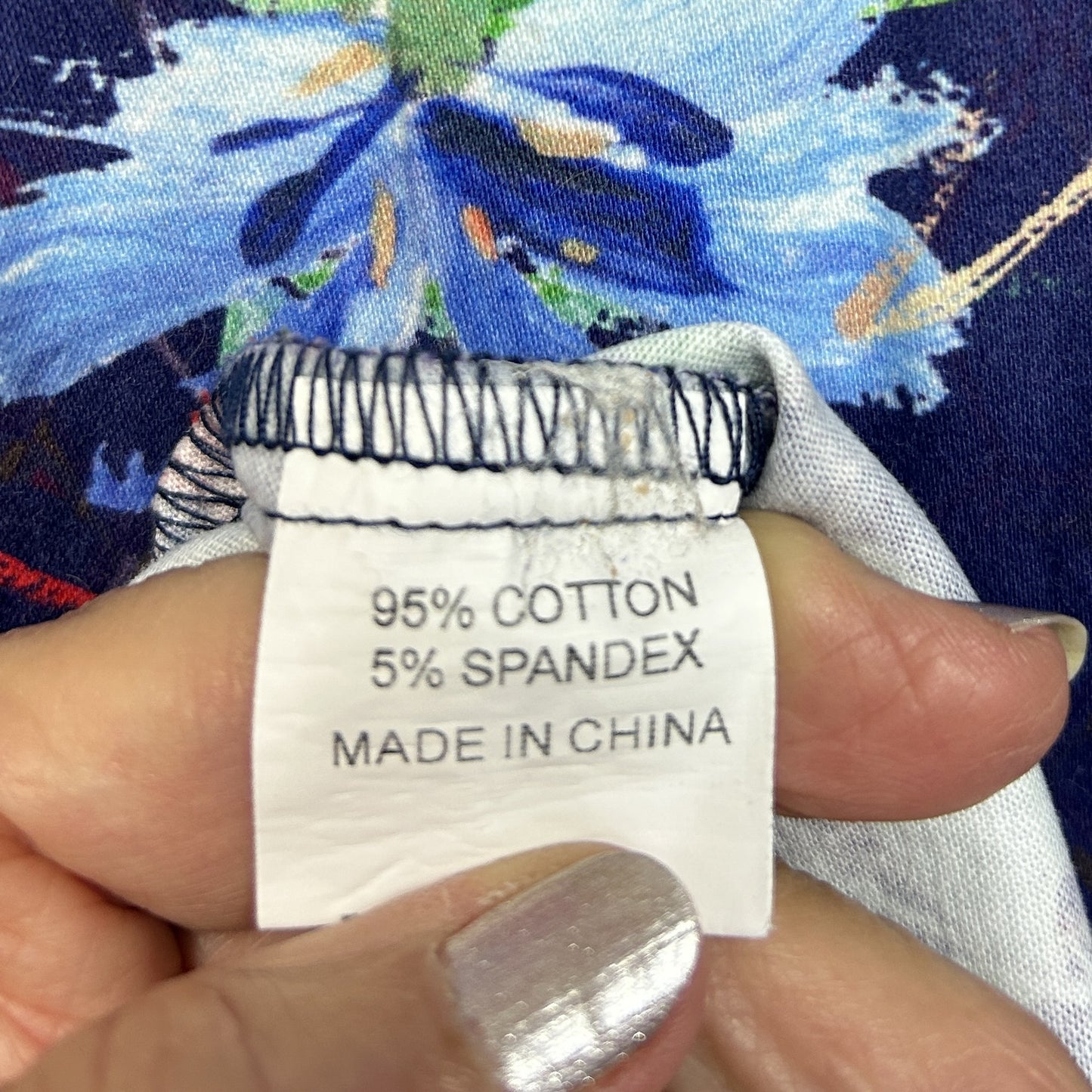 Vivid Navy Floral Cotton Dress - Size 18