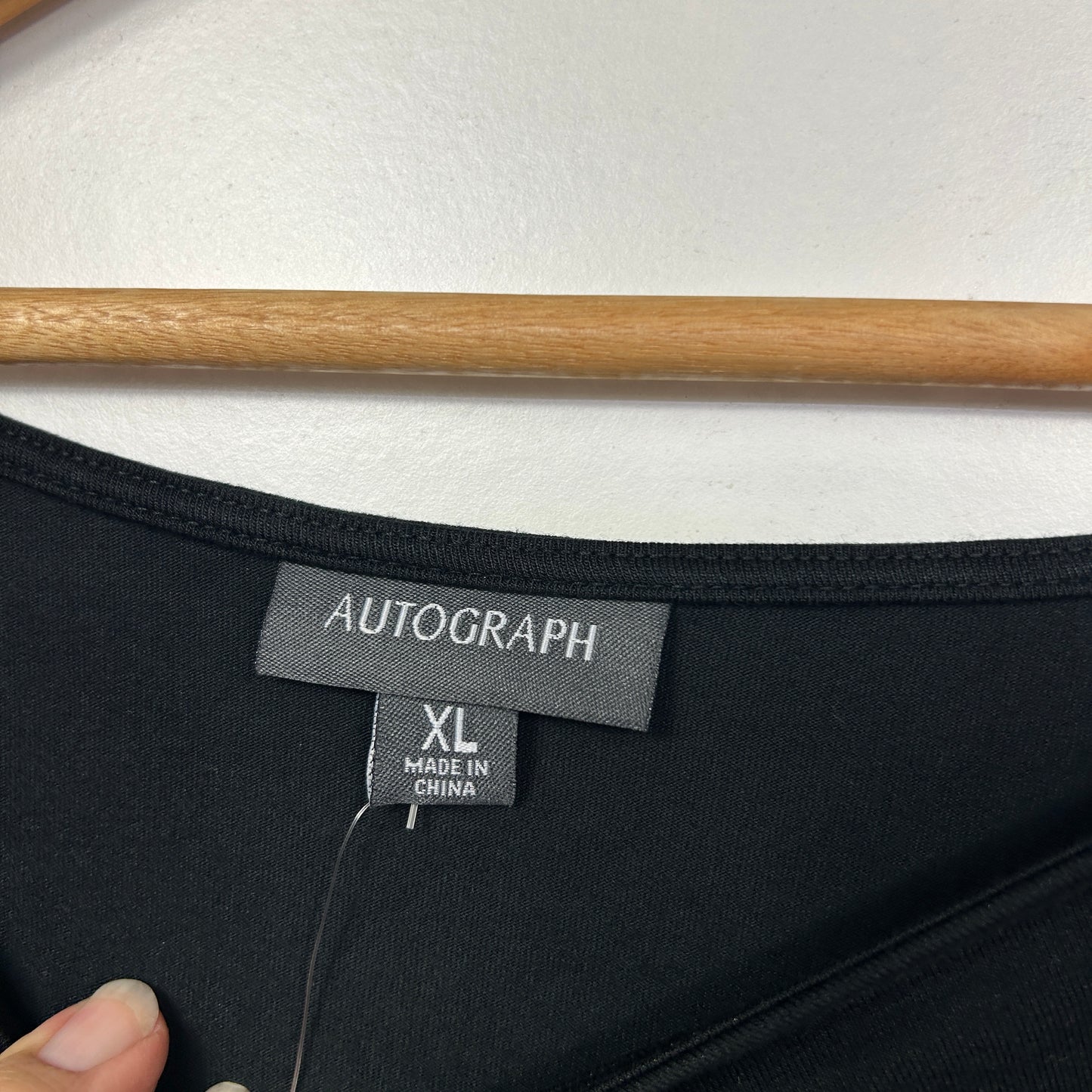 Autograph Black Split Sleeve Top - Size 22/24