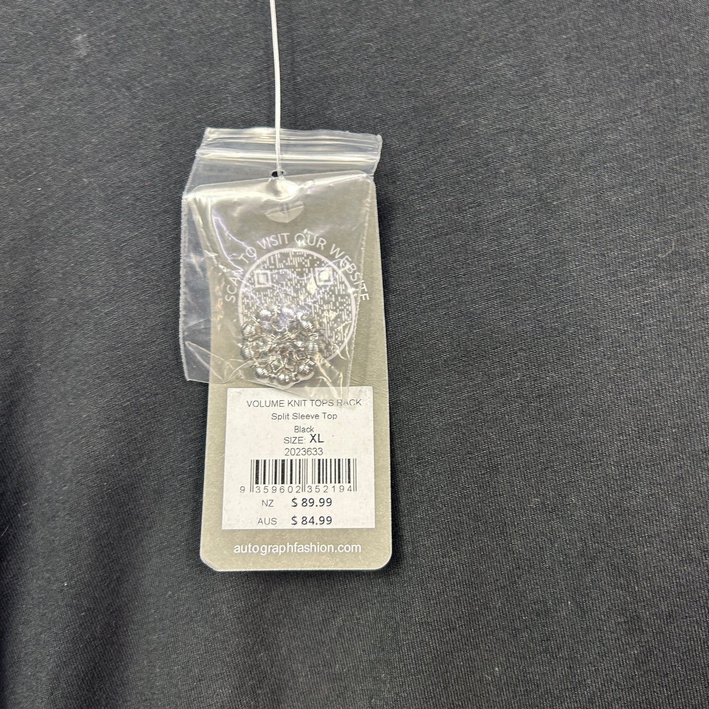 Autograph Black Split Sleeve Top - Size 22/24