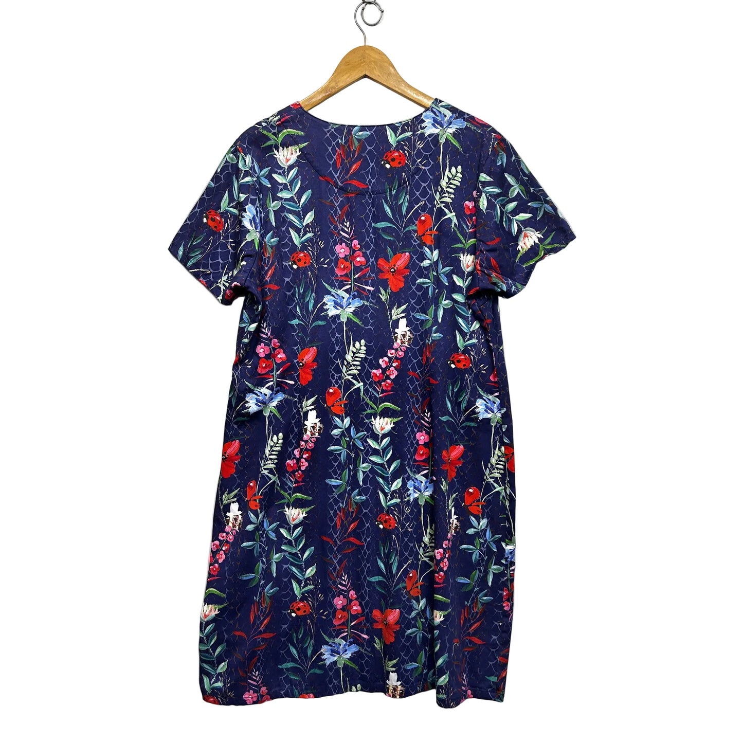 Vivid Navy Floral Cotton Dress - Size 18