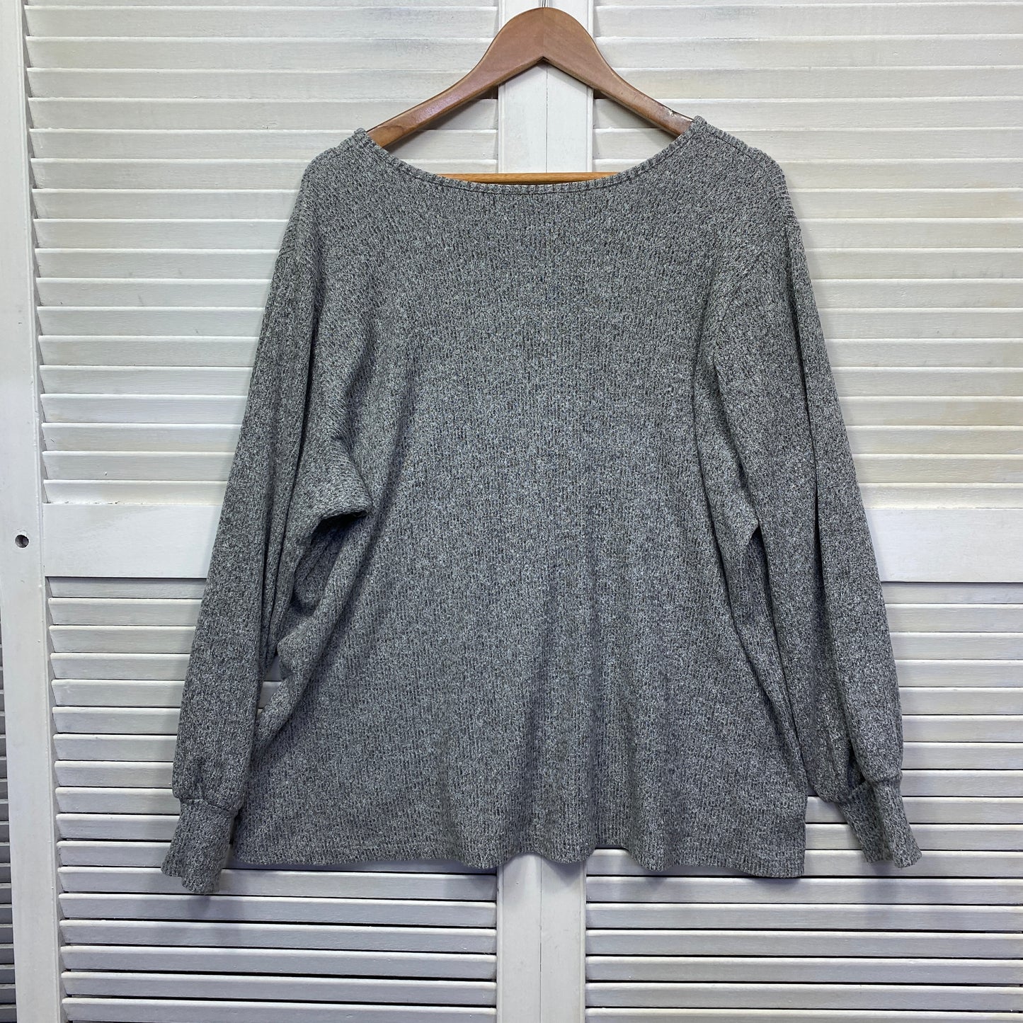 Belle Curve Top Size 18 Plus Grey Long Sleeve Long Sleeve Casual