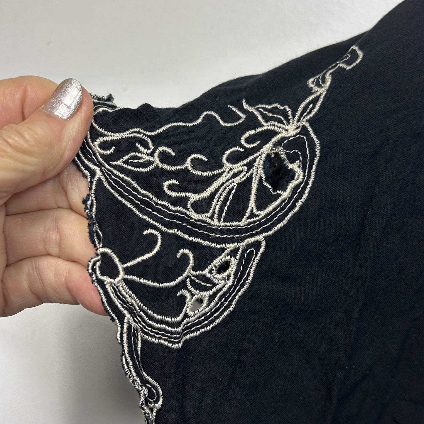 Vintage Expression Embroidered Black Boho Dress - Size 22