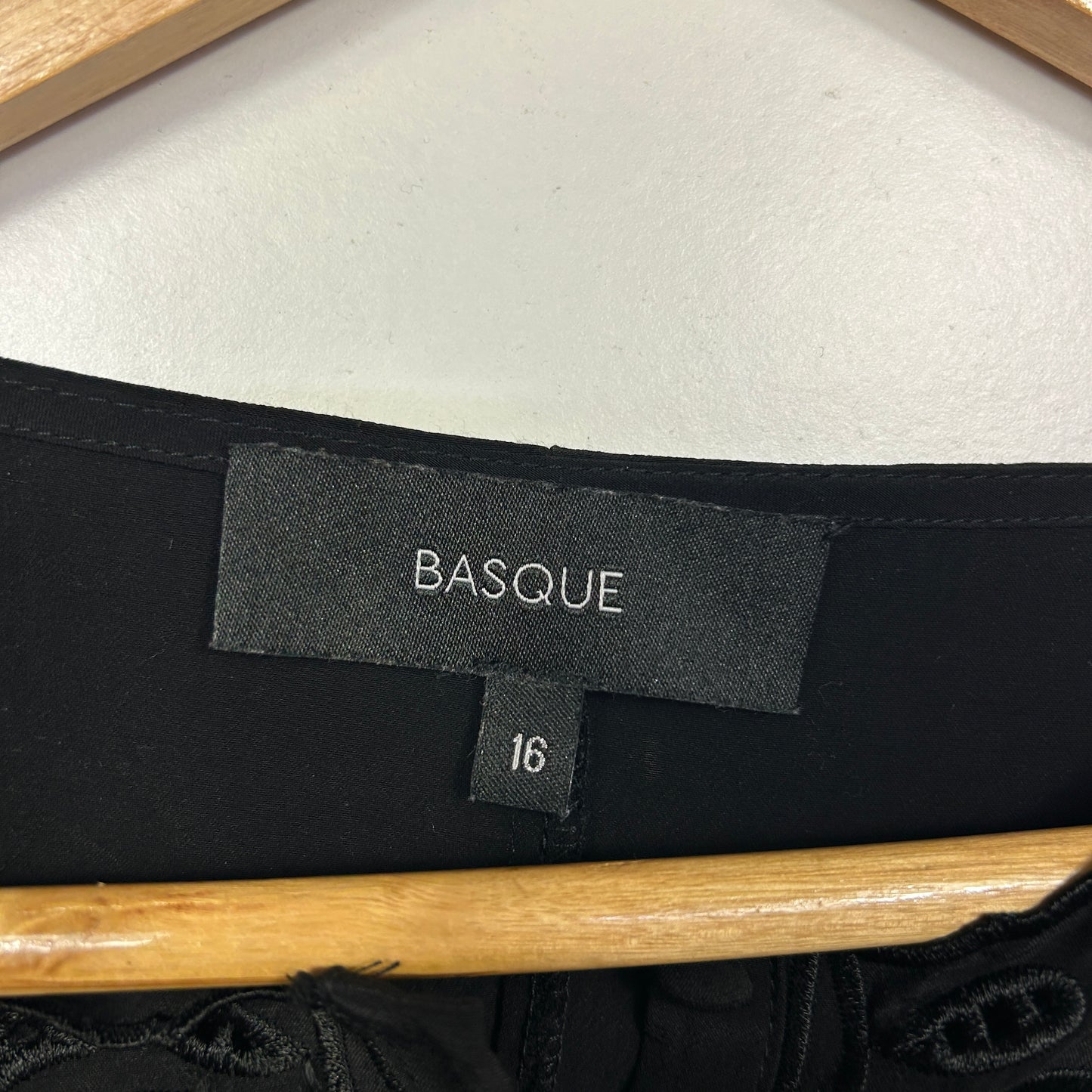 Basque Black Embroidered Top - Size 18
