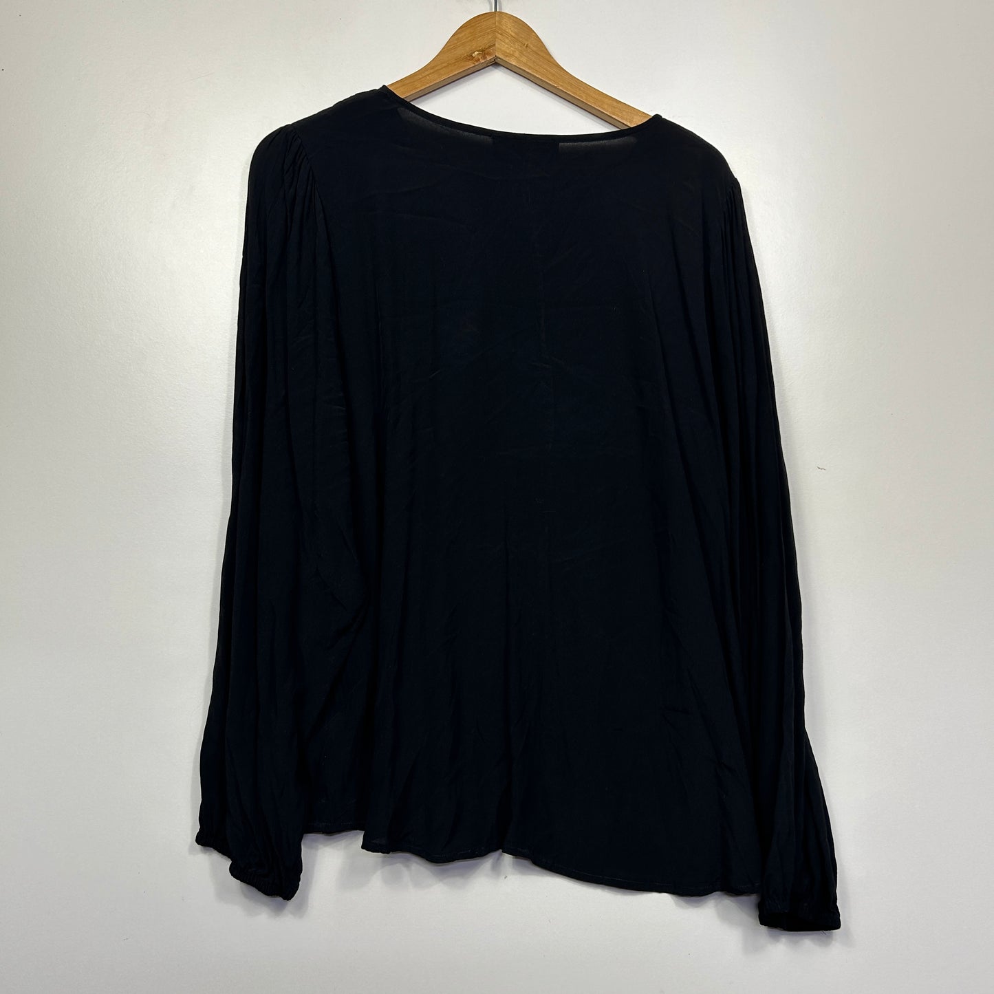 Basque Black Embroidered Top - Size 18