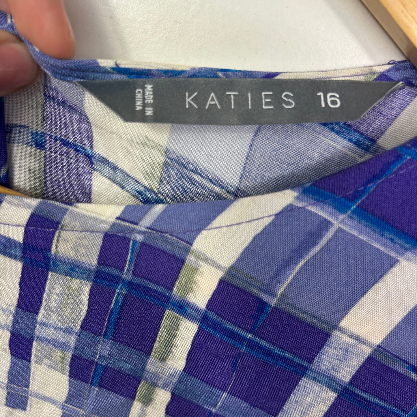 Katies Blue Plaid Top - Size 16