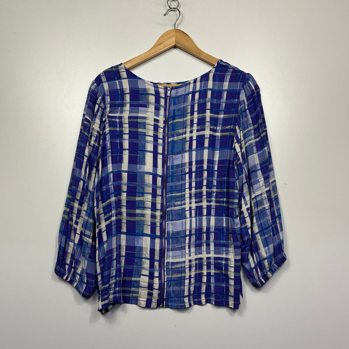 Katies Blue Plaid Top - Size 16