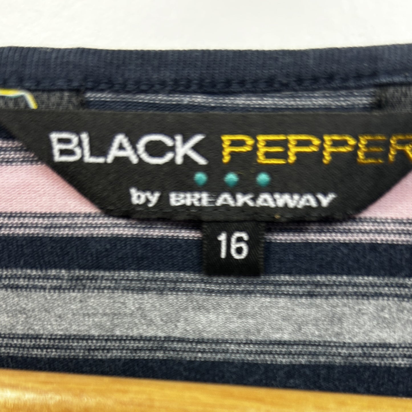 Black Pepper Multicoloured Striped Cotton Top - Size 16