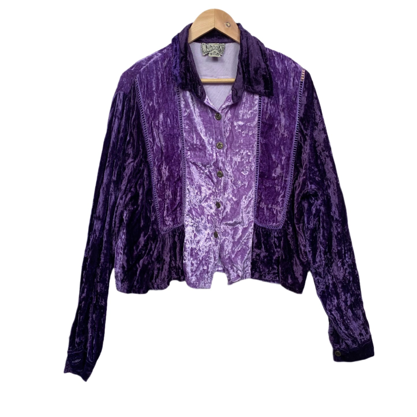 Vintage Velvet Top Size XL 14 16 Purple Long Sleeve Whimsigoth RAAM