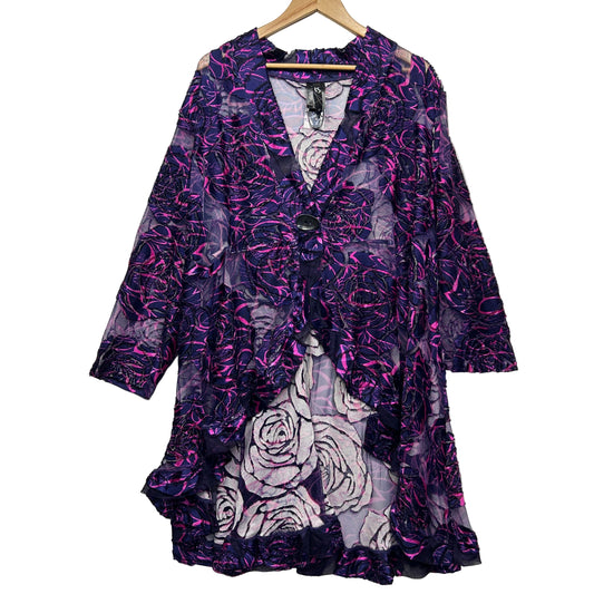 Taking Shape Jacket Top Layer Size 24 Purple Sheer Long Sleeve Velvet Evening