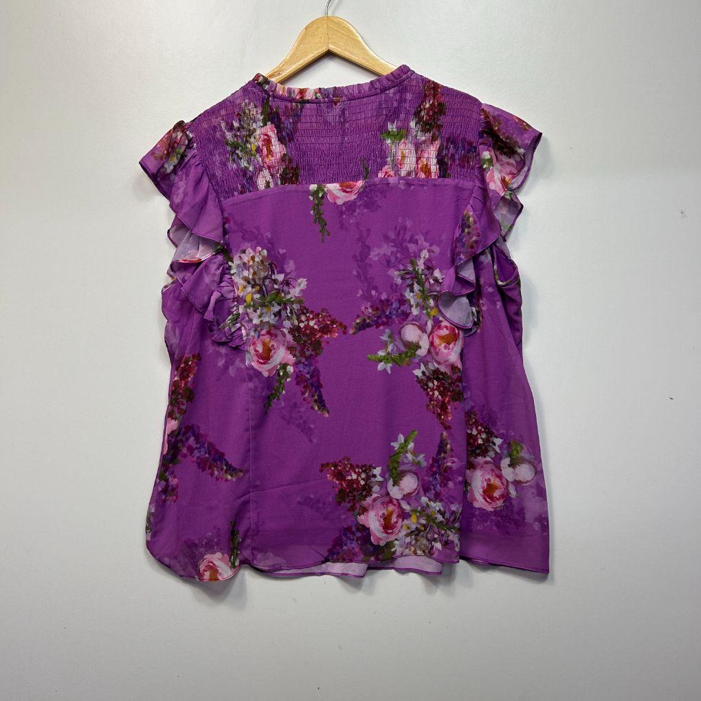 City Chic Purple Floral Top - Size 18/M