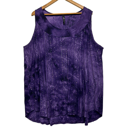 Taking Shape Top Size 22 XL Purple Sleeveless Tie Dye Sequins