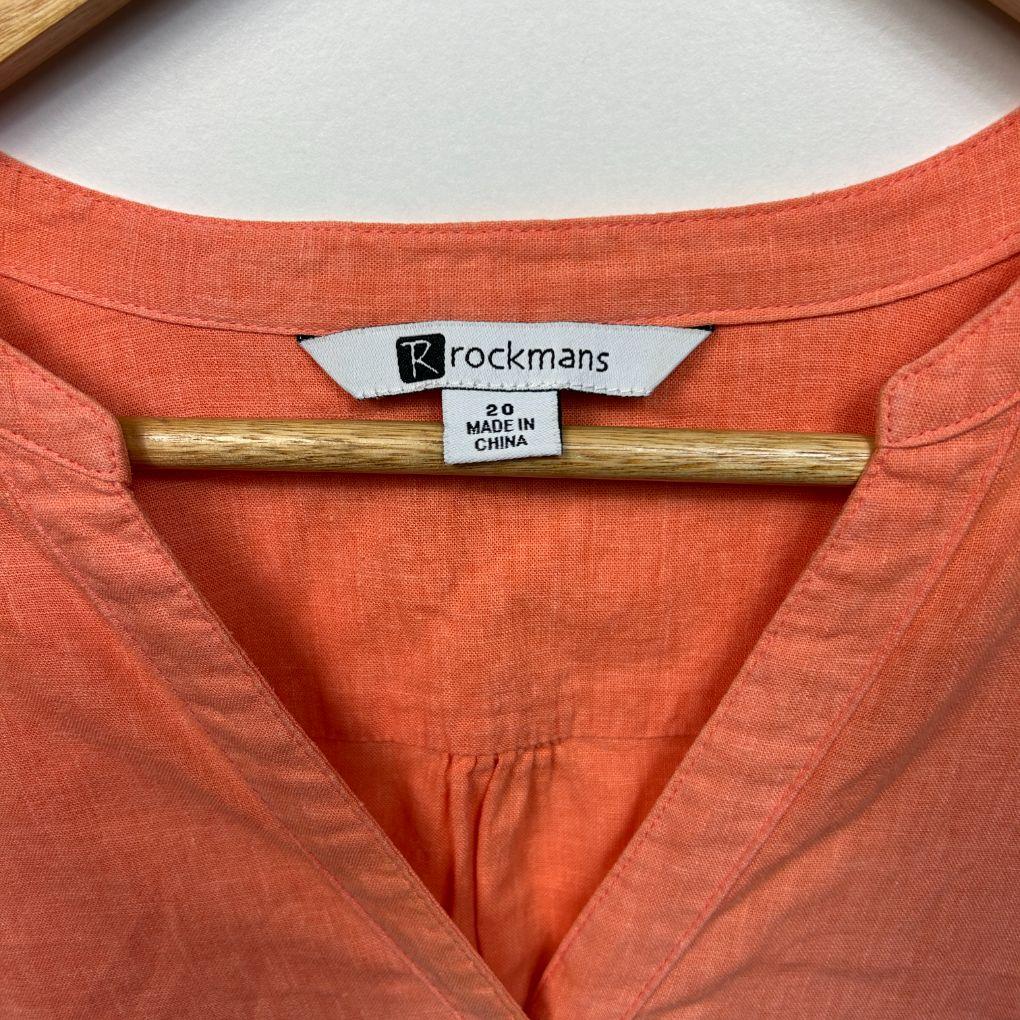 Rockmans Orange Linen Top - Size 20