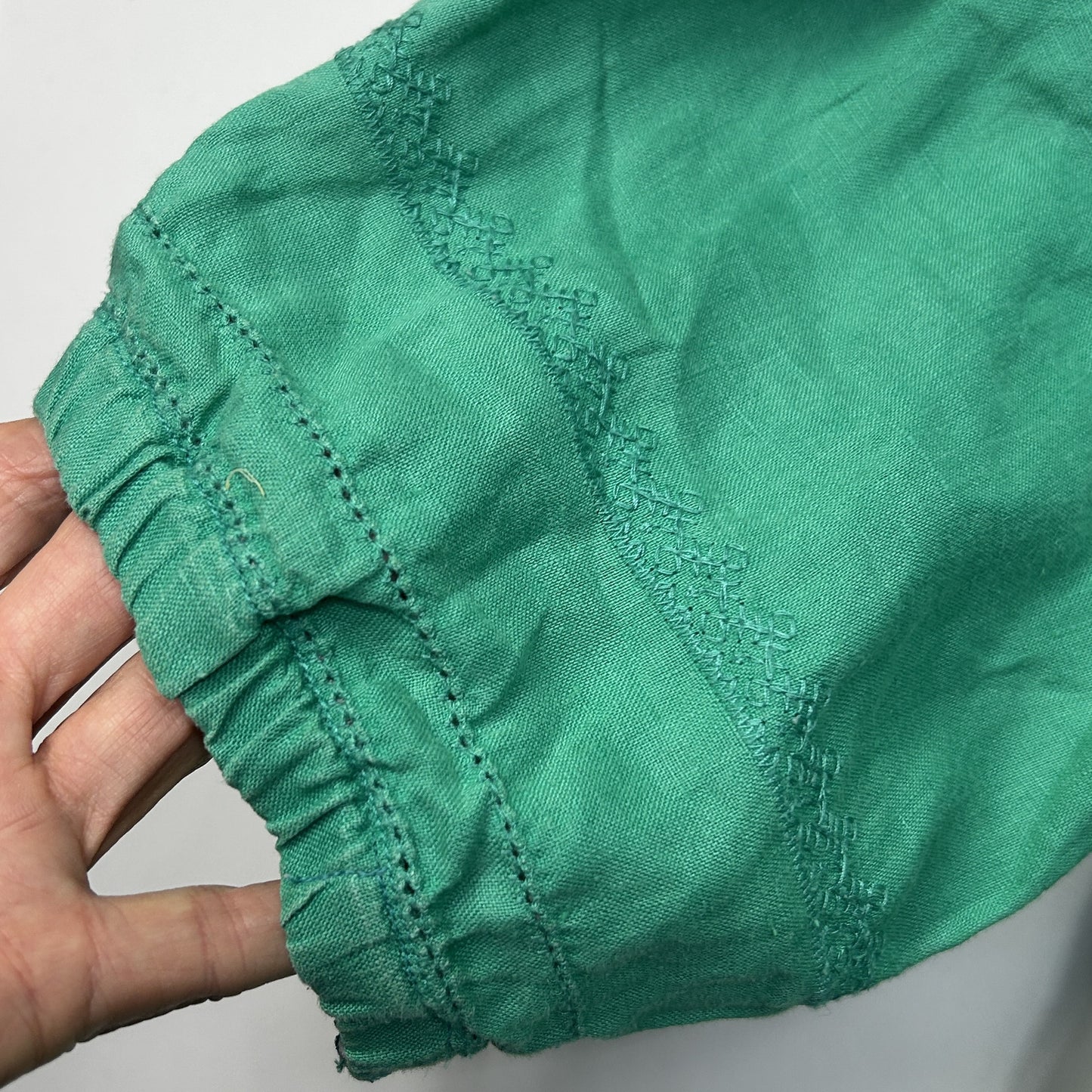 Blue Illusion Green Linen Top - Size XL