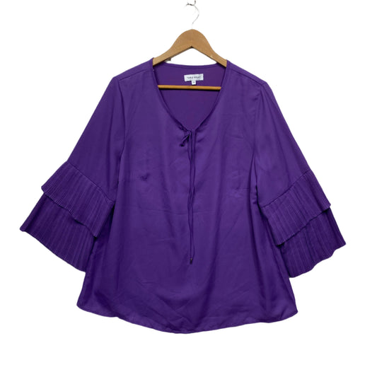 Table Eight Top Size 18 Plus Purple Pleated Long Sleeve