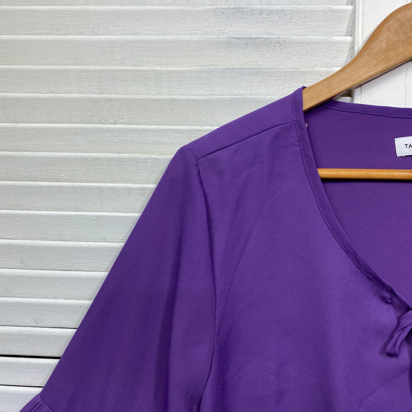 Table Eight Top Size 18 Plus Purple Pleated Long Sleeve