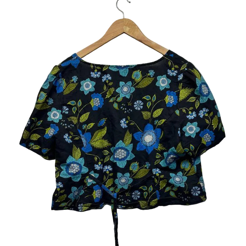 Princess Highway Navy Floral Cropped Top - Size 20