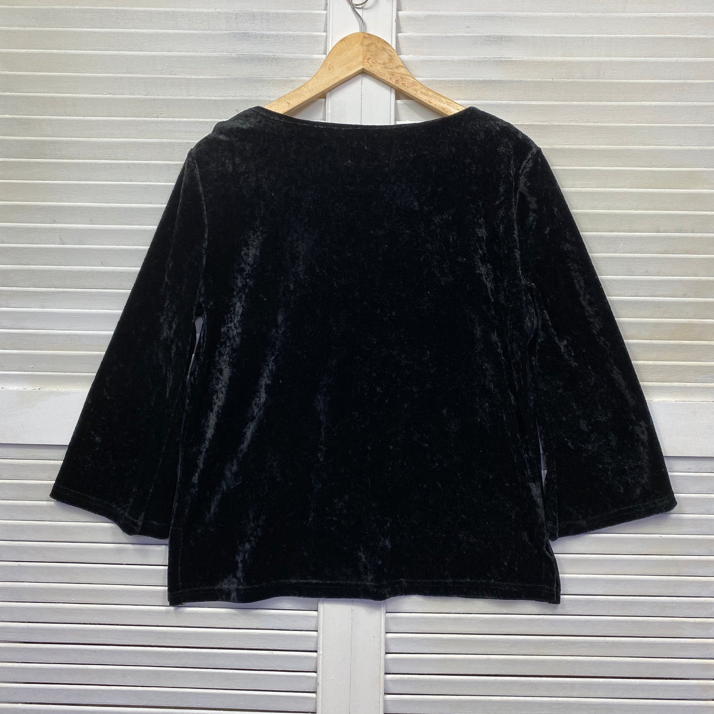 Vintage Velvet Top Size Medium/Large Black Long Sleeve Embroidered Whimsigoth