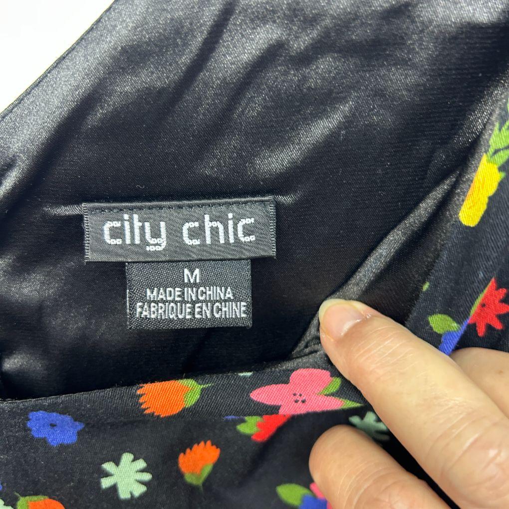 City Chic Black Cotton Dress - Size 18/M