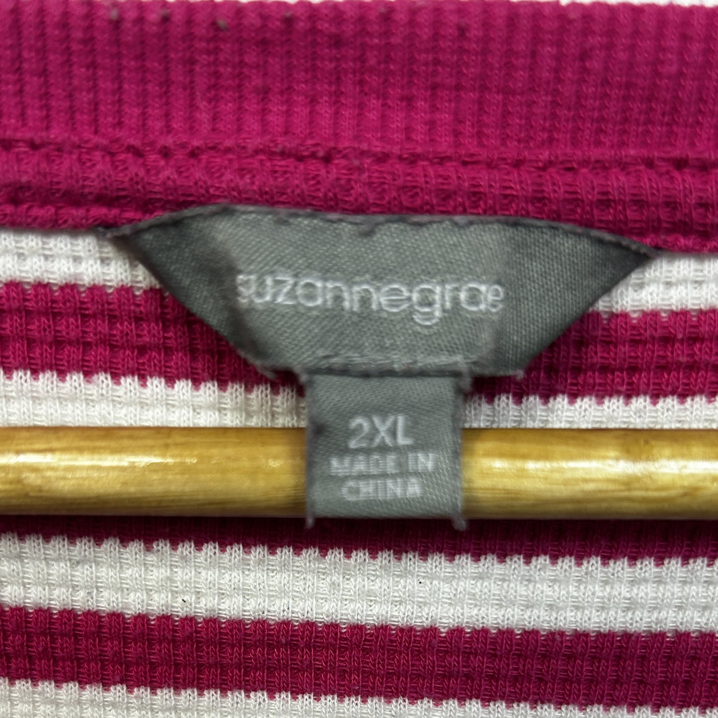 Suzanne Grae Pink Striped Cotton Top - Size 2XL