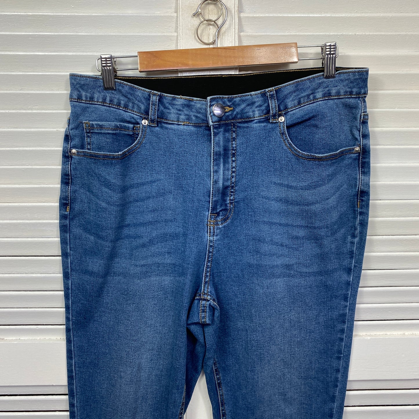 Beme Jeans Size 14 Plus Elastic Waistband Stretch Blue Denim