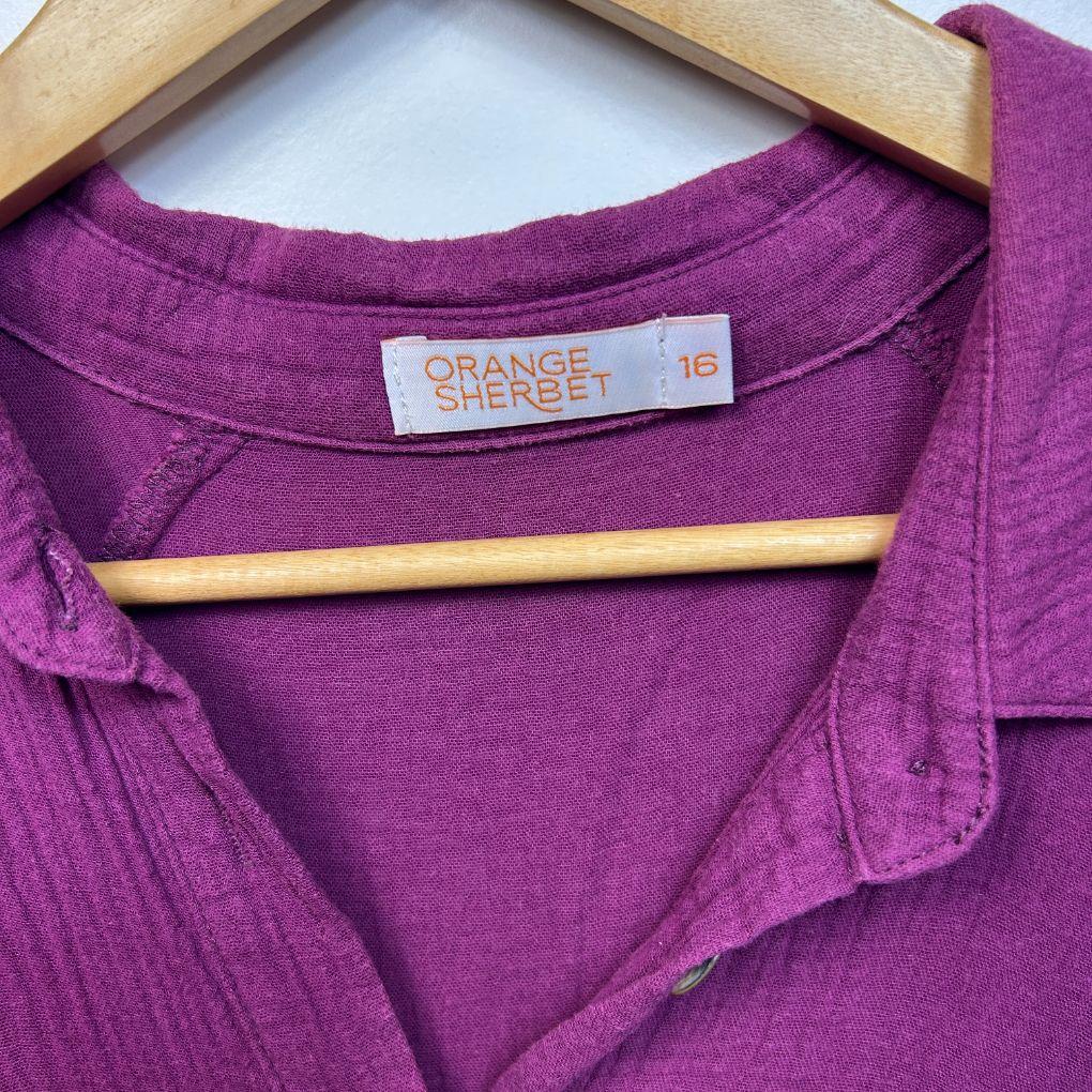 Orange Sherbet Magenta Cotton Dress - Size 16