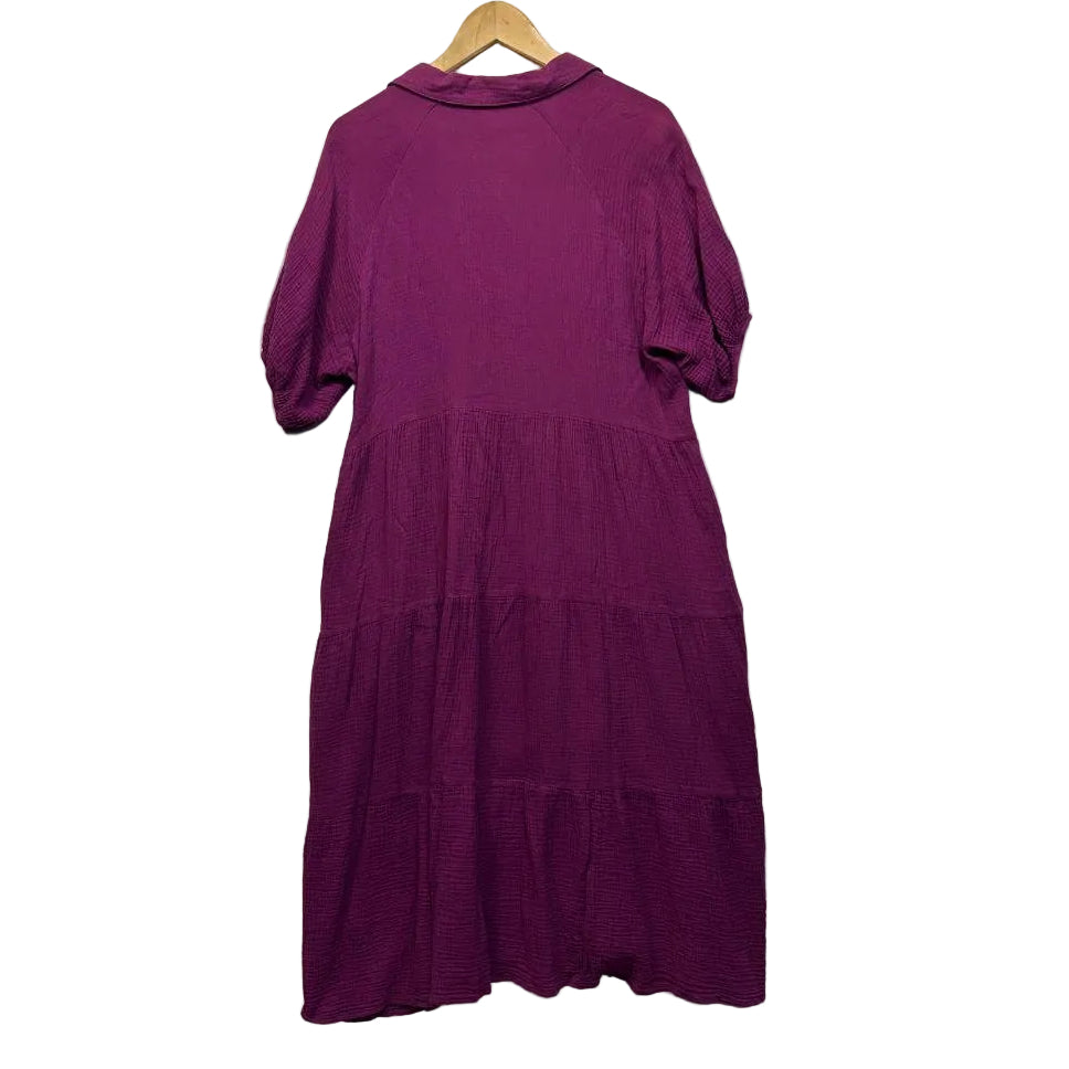 Orange Sherbet Magenta Cotton Dress - Size 16
