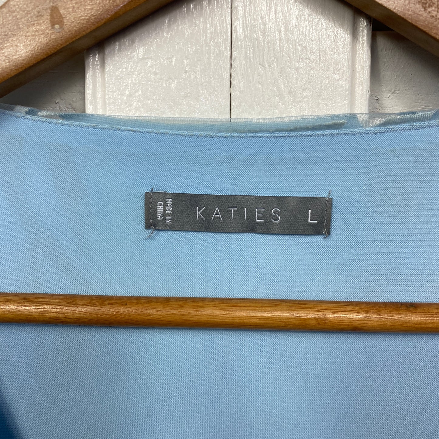 Katies Top Size 14 Large Blue Sheer Overlay Short Sleeve