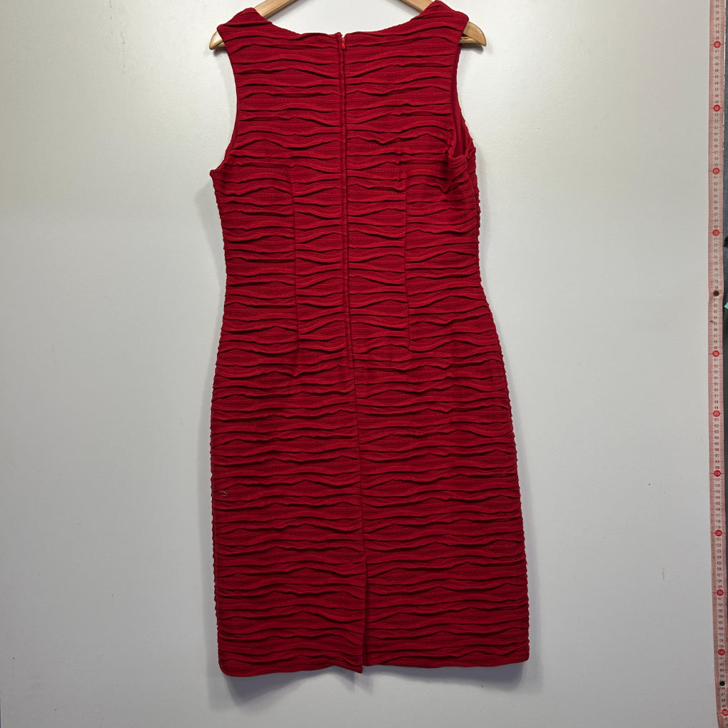 Noni B Red Textured Tiered Ruffle Sleeveless Bodycon Dress - Size 14