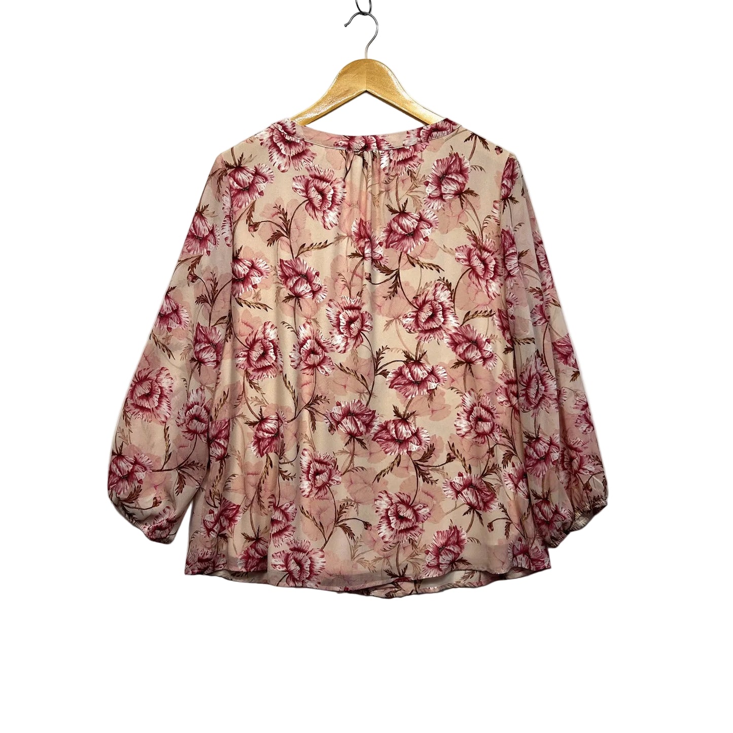 Jacqui E Pink Floral Top - Size 18