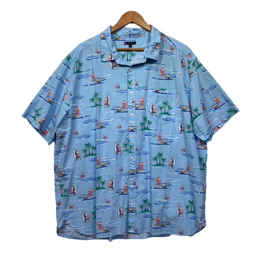 Christmas Shirt Mens Size 4XL Short Sleeve Santa Surfing