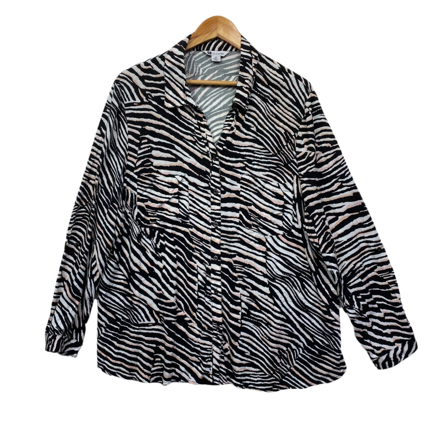 Rockmans Top Size 20 Long Sleeve Button Up Zebra Print