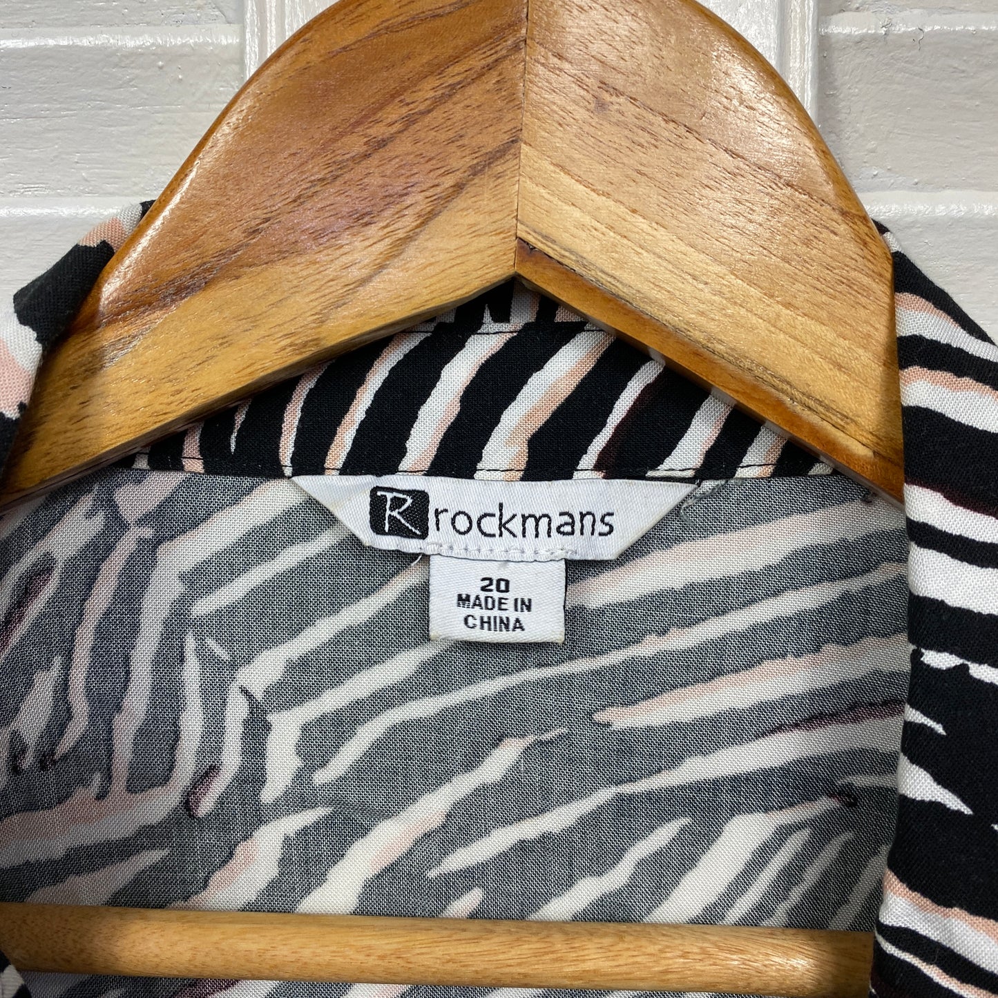 Rockmans Top Size 20 Long Sleeve Button Up Zebra Print