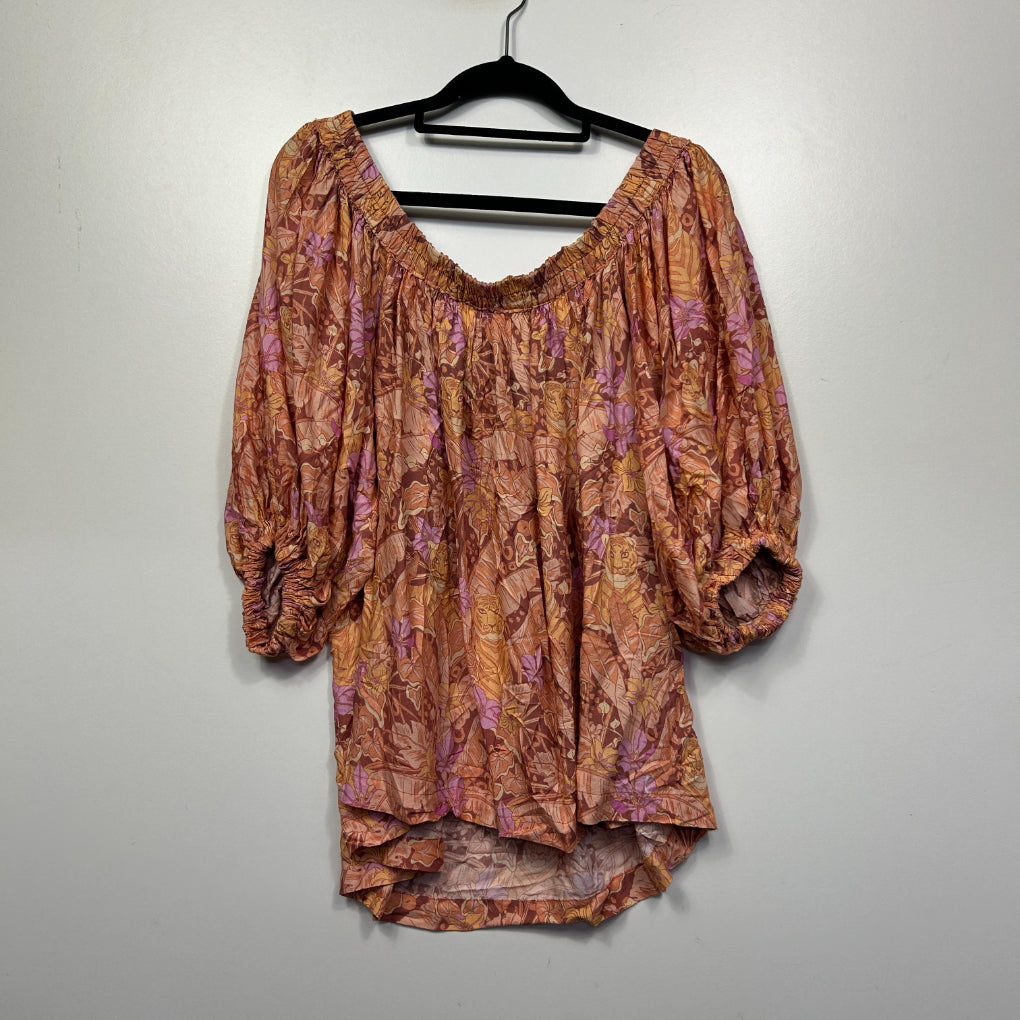Jaase Boho Puff Sleeve Smocked Blouse - Size 16