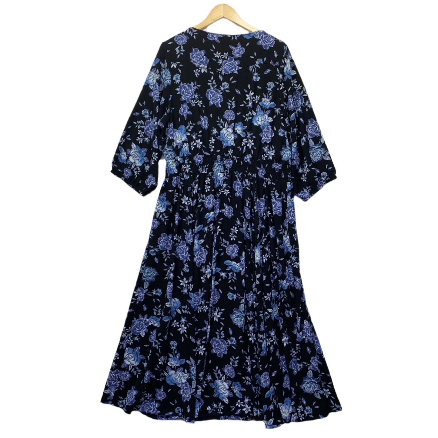 City Chic Maxi Dress Size 16 Plus Small Black Blue Floral