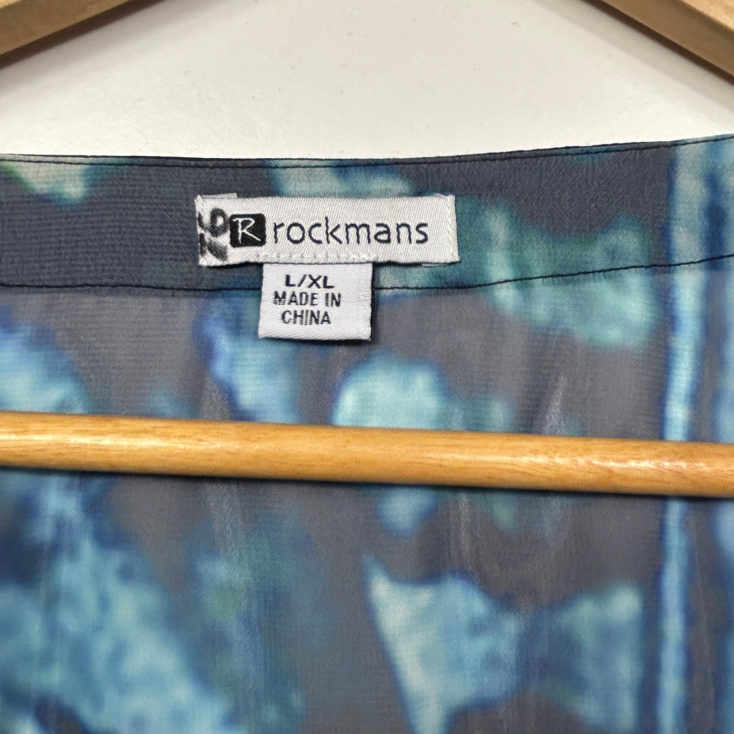 Rockmans Blue Tie-Dye Sheer Kaftan - Size L/XL