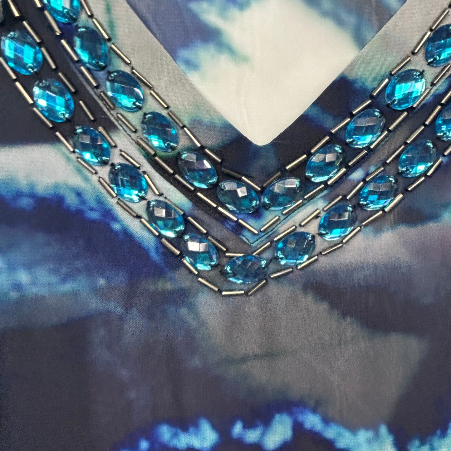 Rockmans Blue Tie-Dye Sheer Kaftan - Size L/XL