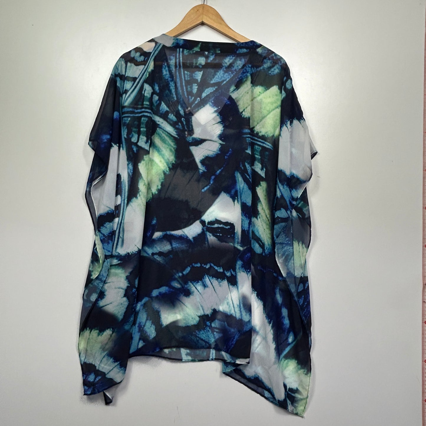 Rockmans Blue Tie-Dye Sheer Kaftan - Size L/XL