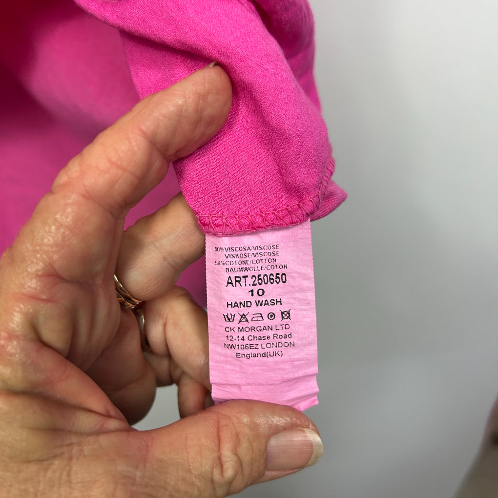 Pink Sequin Star V-Neck Short Sleeve Top - Size 14/16