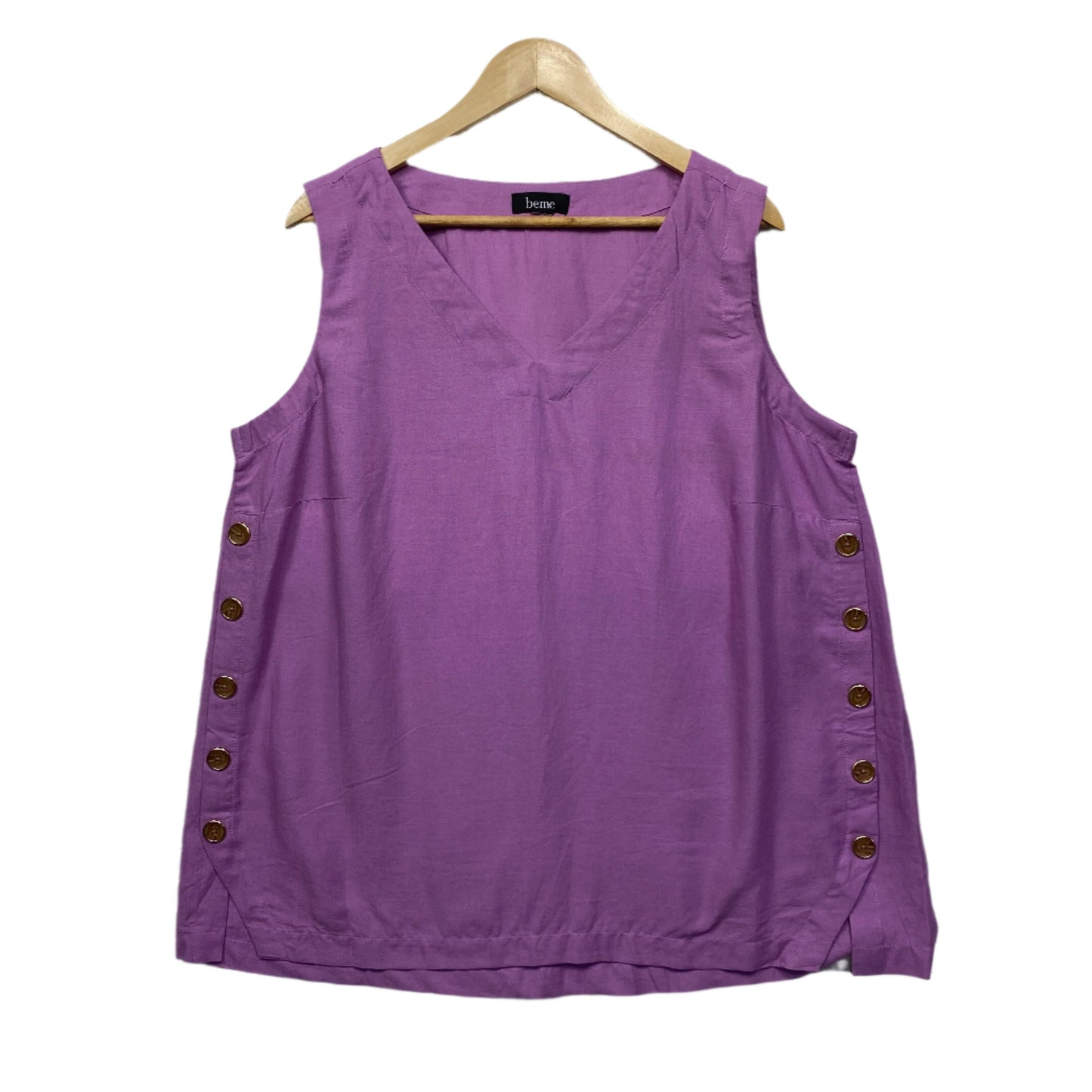 Beme Linen Top Size 16 18 Sleeveless Purple