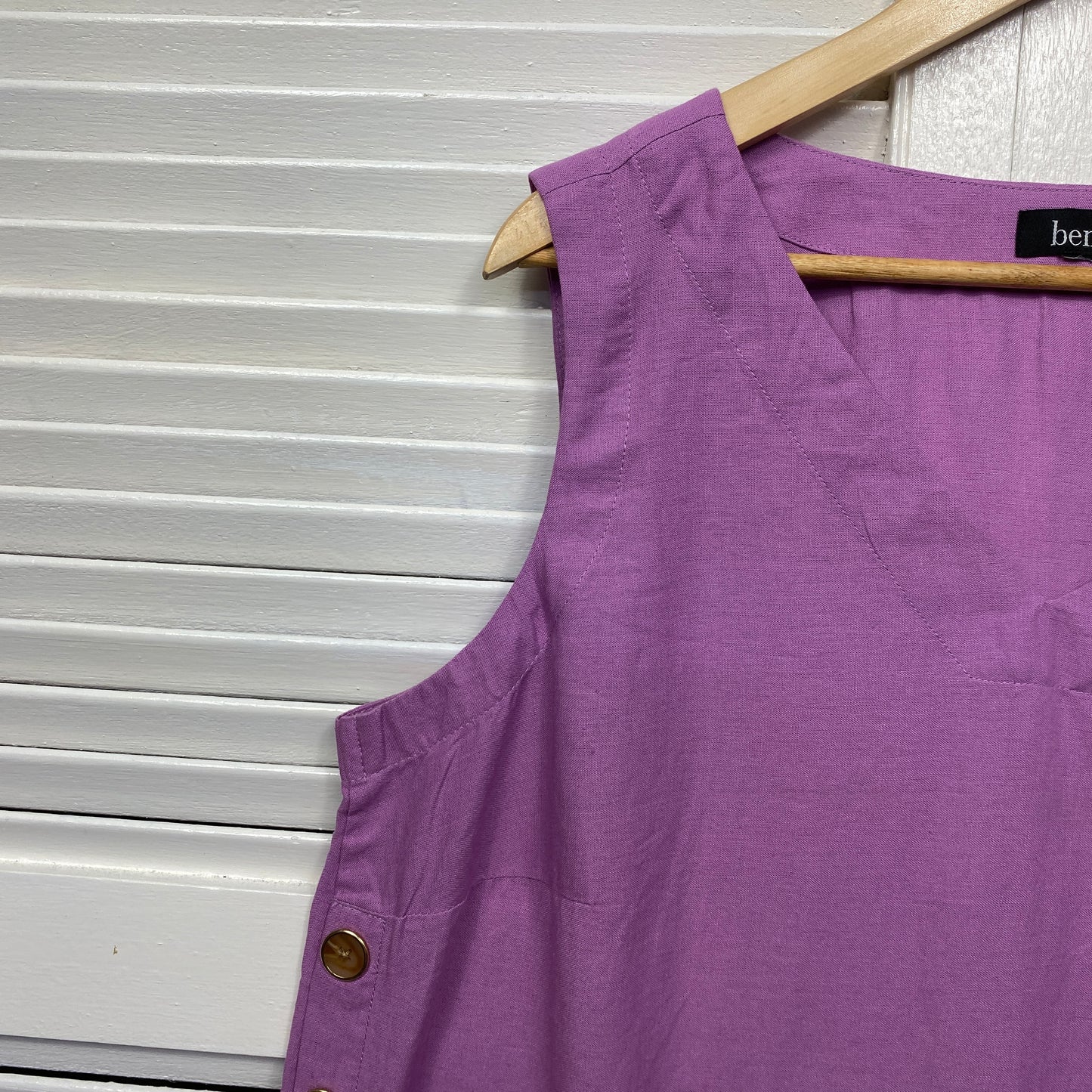 Beme Linen Top Size 16 18 Sleeveless Purple