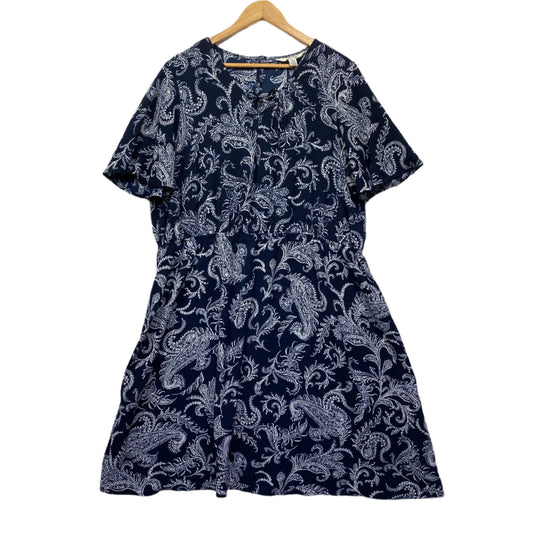 Beme Dress Size 20 Plus Blue Paisley Short Sleeve