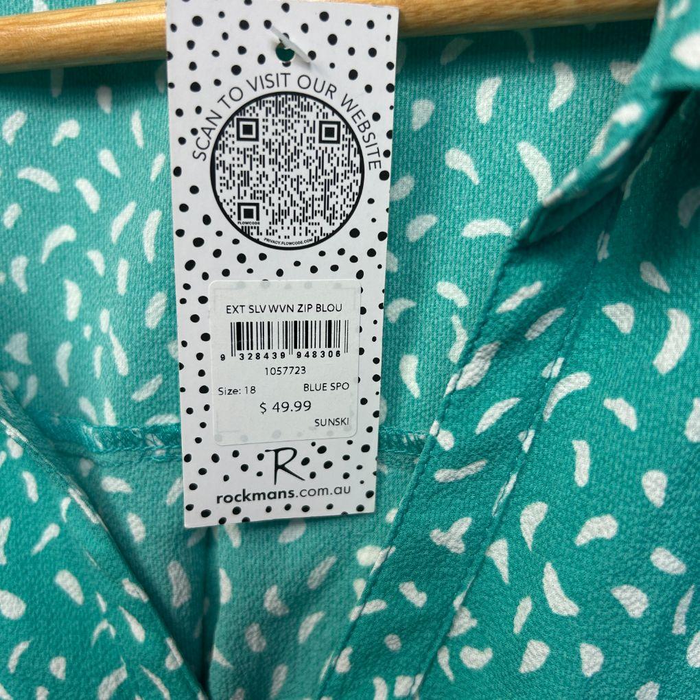 Rockmans Green Blouse - Size 18