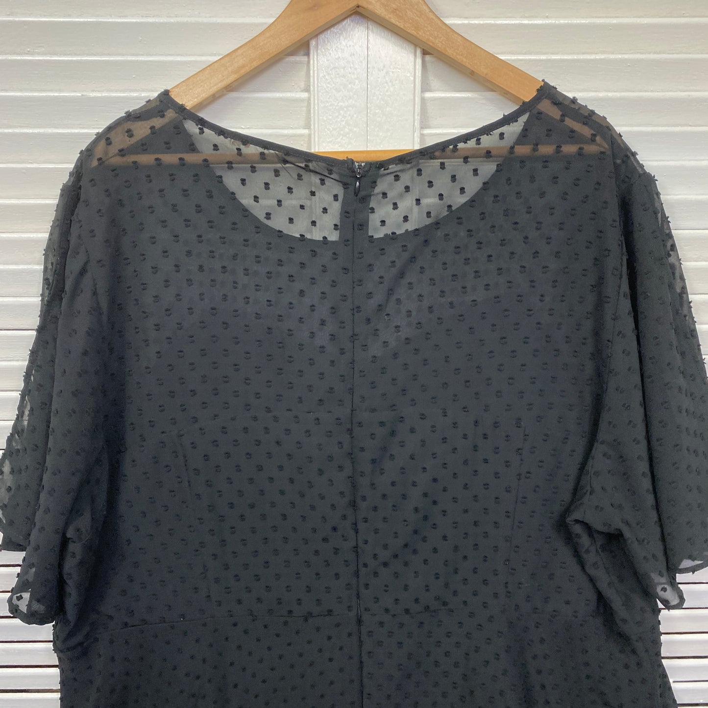 Avella Dress Size 22 Plus Black Short Sleeve Sheer Overlay