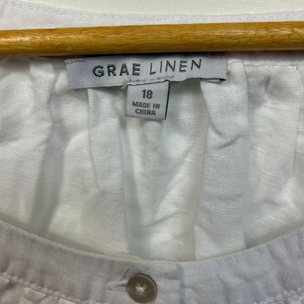 Suzanne Grae Linen White Linen Top - Size 18