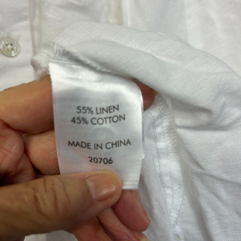 Suzanne Grae Linen White Linen Top - Size 18